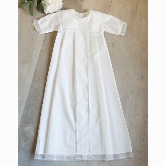 White Heirloom Special Occasion Portrait Gown Slip & Bonnet Set 100% Cotton NWT - Picture 2 of 8